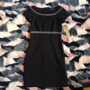 Black Midi Dress with beading NWT